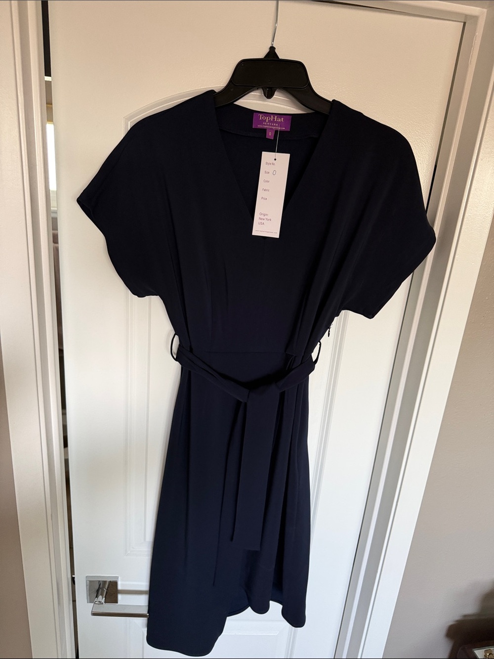 TopHat Navy Wrap Dress with Belt